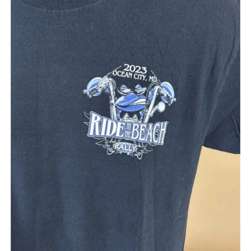 2023 Ocean City MD Ride To The Beach Rally 2 Sided Crab Motorcycle Tee Size M